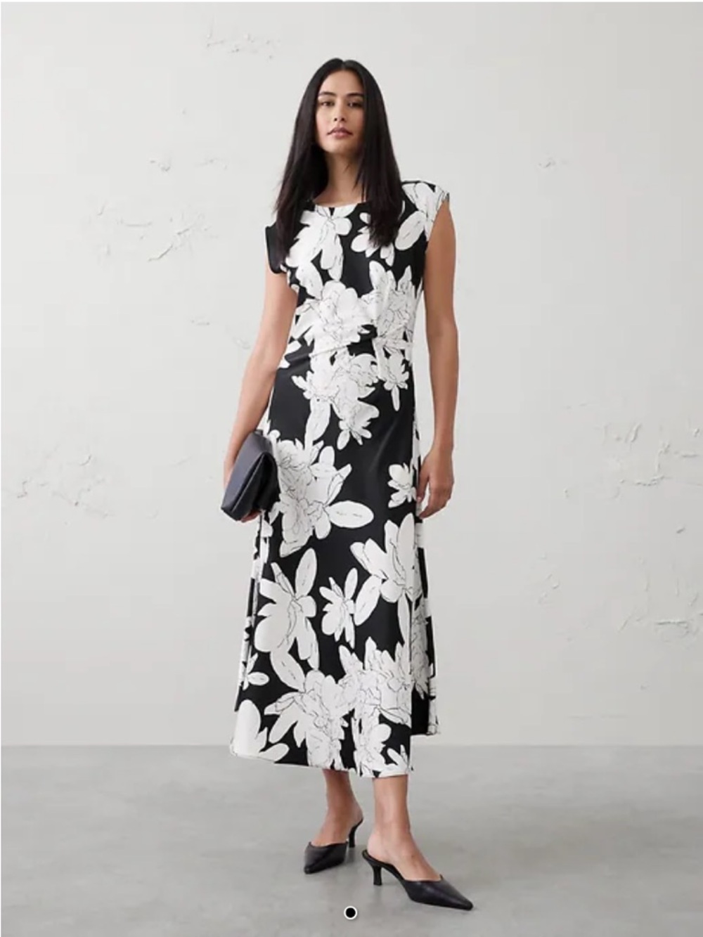 Banana Republic Dress Womens Large Satin Boat Neck Twist Front Midi 2025 NWT